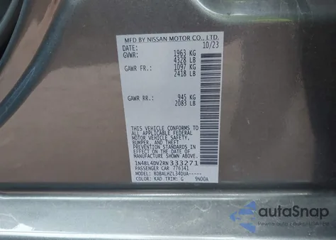 2024 Nissan Altima Sv Fwd z USA, uszkodzony, nr VIN 1N4BL4DV2RN333271